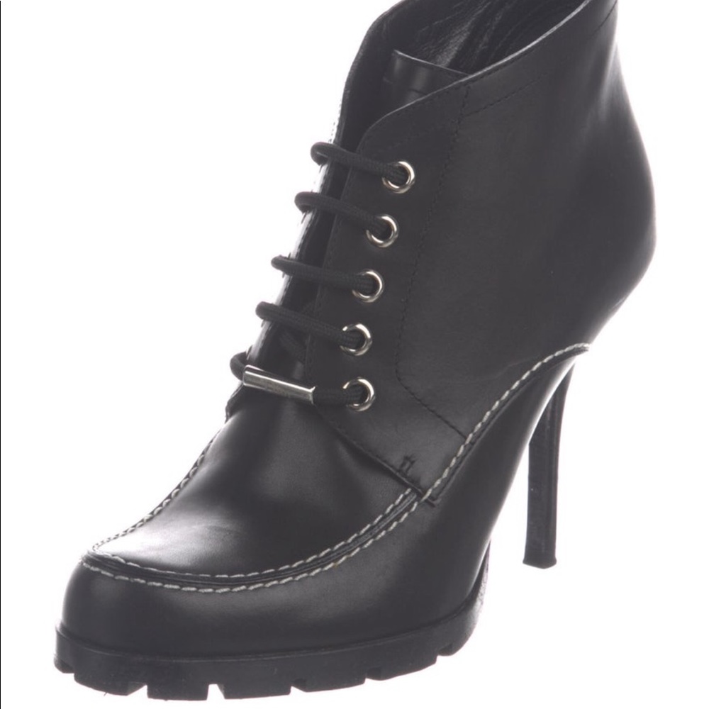 Christian Dior Leather Lace-Up Boots - Size 37